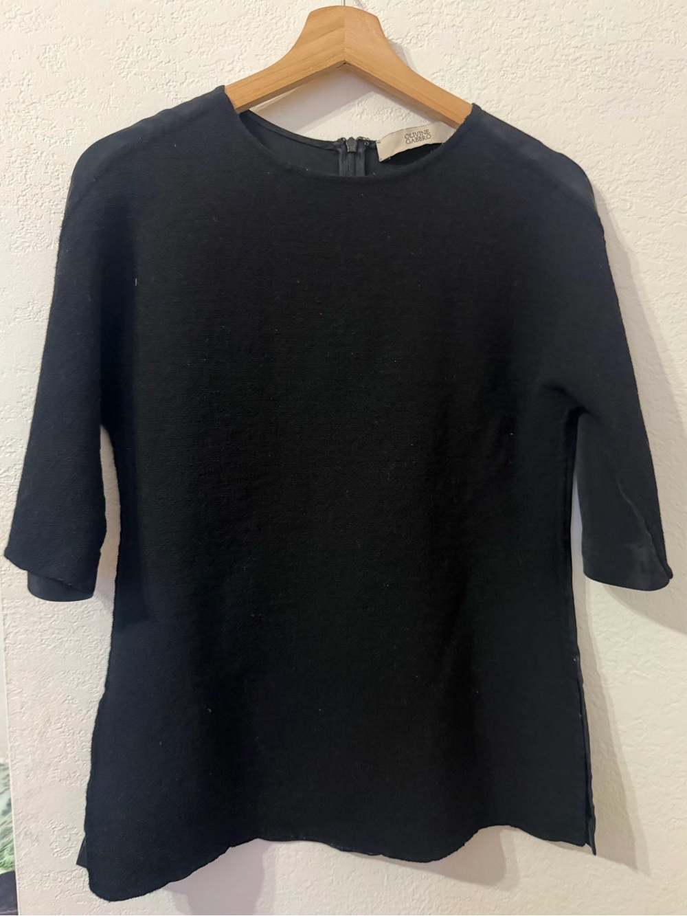 OLIVINE GABBRO Black Boatneck 3/4 Sleeve Top - Size M - Picture 2 of 11